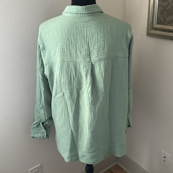 Calvin Klein Jeans buttoned down women’s double gauze cotton top blouse Sz L - Picture 5 of 9